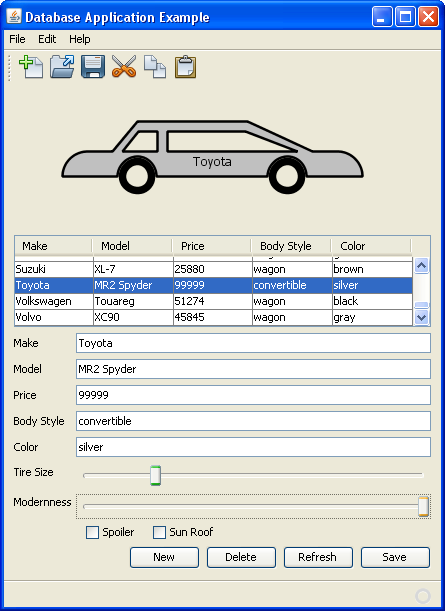 GUI Builder (Demo) Java Desktop Database App Swing Application Framework Beans