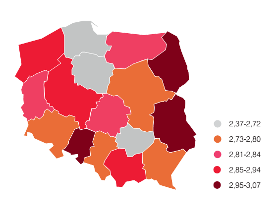 przedstawia Rysunek 41 dostępność informacji nt. ochrony zdrowia w województwie lubelskim oceniana jest dość wysoko (3 miejsce w kraju za woj. podlaskim i opolskim).