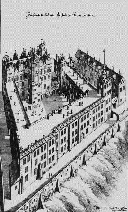Elewacja południowa Inspiracją autorów projektu modernizacji Skrzydła Północnego zamku była rycina z 1652 roku autorstwa Meriana świadectwo okresu świetności