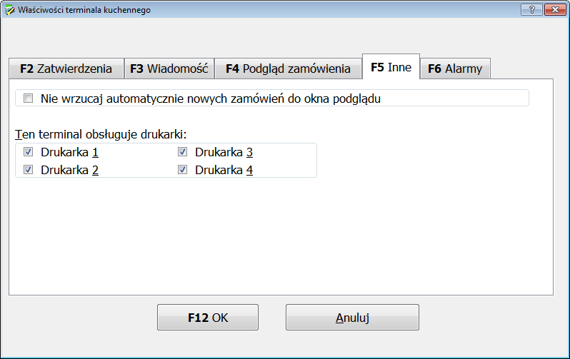 Zakładka F4 Podgląd zamówienia W zakładce ustala się to co ma zostać pokazywane w liście produktów do zrobienia.