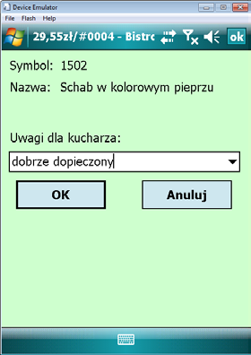 Ikona wyboru grupy towarowej umożliwia włączenie listy grup towarowych w górnej części ekranu: Ikona porządkowania umożliwia pokazanie zamówionych produktów na początku listy towarów.