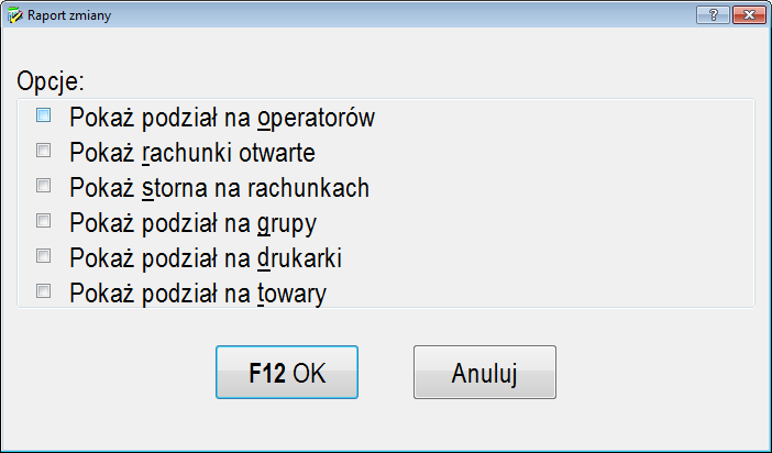 Raport kelnera storna Raport informuje kelnera o wykonanych anulacjach na rachunkach.