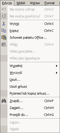 1. Arkusze Praca z arkuszami w skoroszycie Wstawianie nowego arkusza do skoroszytu. Kliknij na zakładce arkusza, przed którym chcesz wstawić nowy arkusz Z menu głównego wybierz polecenie Wstaw Arkusz.