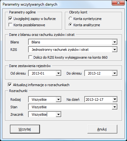 Polecenia menu Analizy Finansowe 2 5 Po poprawnym zalogowaniu zarówno w przypadku aktualizacji danych poprzez Obiekt Integracji Sage Symfonia, otwarte zostanie okno umożliwiające wybranie roku, z