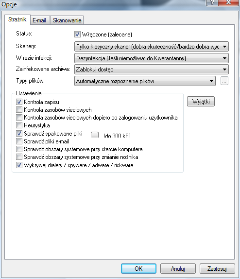 70 Podręcznik G DATA ClientSecurity Business Opis ustawień znajdziesz w rozdziale Widok Strażnik.