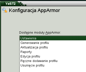 AppArmor profile Profil opisuje co jest