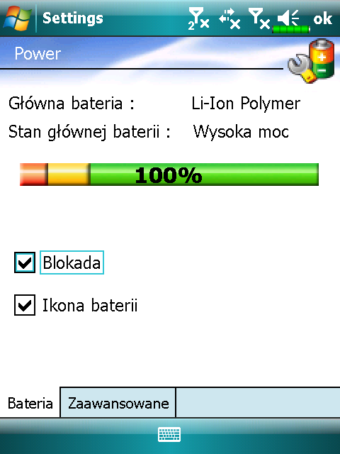 Ustawienia zasilania Dotknij, Ustawienia, zakładki System, a dalej Zasilanie. Sprawdź stopień zużycia zasilania lub włącz odpowiednie ustawienia zarządzające zasilaniem. ❶ ❷ ❸ ❹ ❶Ikonka zasilania.