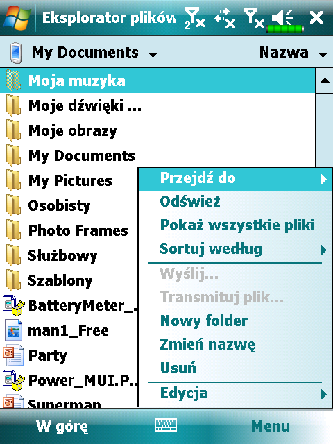 Znajdź i porządkuj informacje Funkcja Szukaj w Pocket PC pomaga szybko znajdywać informacje. 1. Dotknij, Programy, a potem Znajdź. Wpisz tekst, który chcesz znaleźć i wybierz rodzaj danych.