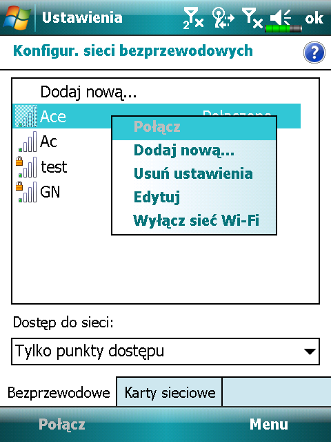 8. Dotknij i przytrzymaj nazwę połączenia z siecią, którego możesz teraz używać, dalej wybierz