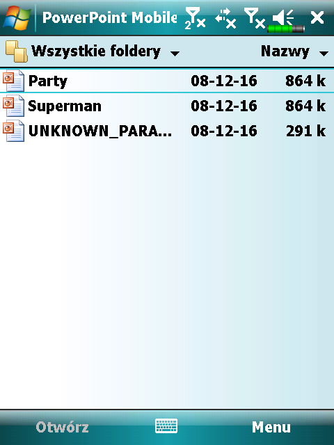 PowerPoint Mobile Przeglądaj slajdy PowerPoint utworzone na komputerze osobistym w programie PowerPoint 97.