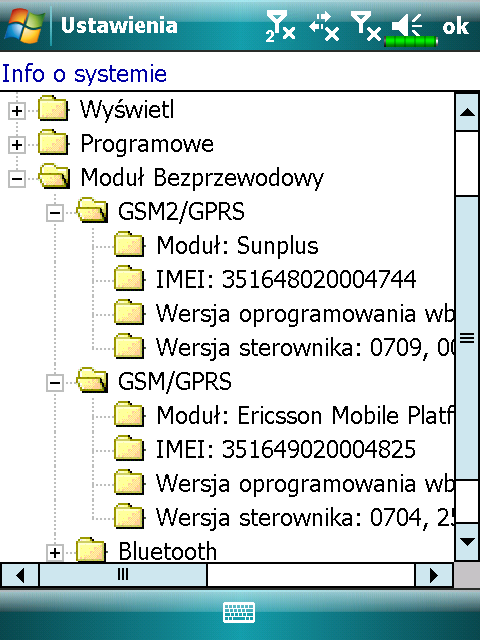 Informacje systemowe Dotknij Systemowe., Ustawienia, zakładka System, a potem Informacje Stuknij symbol lub w celu wyświetlenia lub ukrycia informacji o systemie.