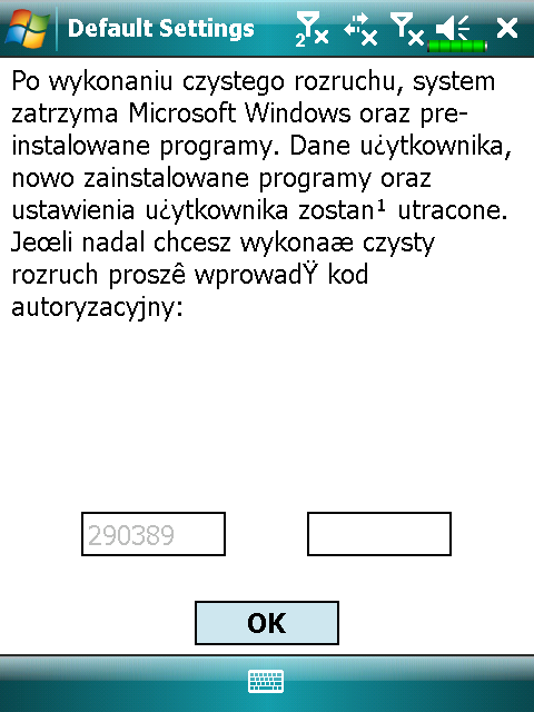 Ustawienia domyślne Dotknij (Ustawienia domyślne)., Programy, Narzędzia, a następnie Default Settings 1.