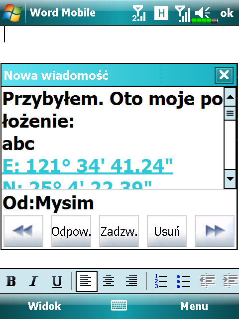 2. Wybierz z lewej strony głównego ekranu, dotknij dowolną wiadomość i przycisk OK, żeby zatwierdzić.