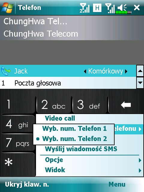 Wybieranie głównej linii telefonicznej Po uaktywnieniu w urządzeniu numerów dwóch kart SIM połączenia można nawiązywać z dowolnego z nich.