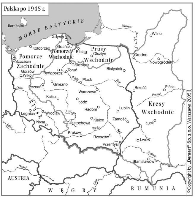 d) Prymas Polski znany z odwagi głoszenia swoich poglądów w czasach komunistycznych rządów Stefan Wyszyński 4. Wykonaj zamieszczone poniżej polecenia związane z mapą konturową.