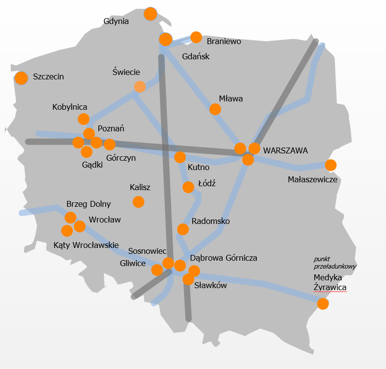 Liczba centrów logistycznych i magazynowych w Polsce będzie rosła Centra logistyczne w Polsce Dogodne położenie Polski w centrum Europy oraz gęstości i długości linii kolejowych to atrybuty, które