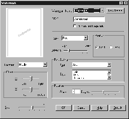 . Z listy rozwijanej Watermark Name (Nazwa znaku wodnego) wybierz znak wodny. Następnie z listy rozwijanej Color (Kolor) wybierz kolor.