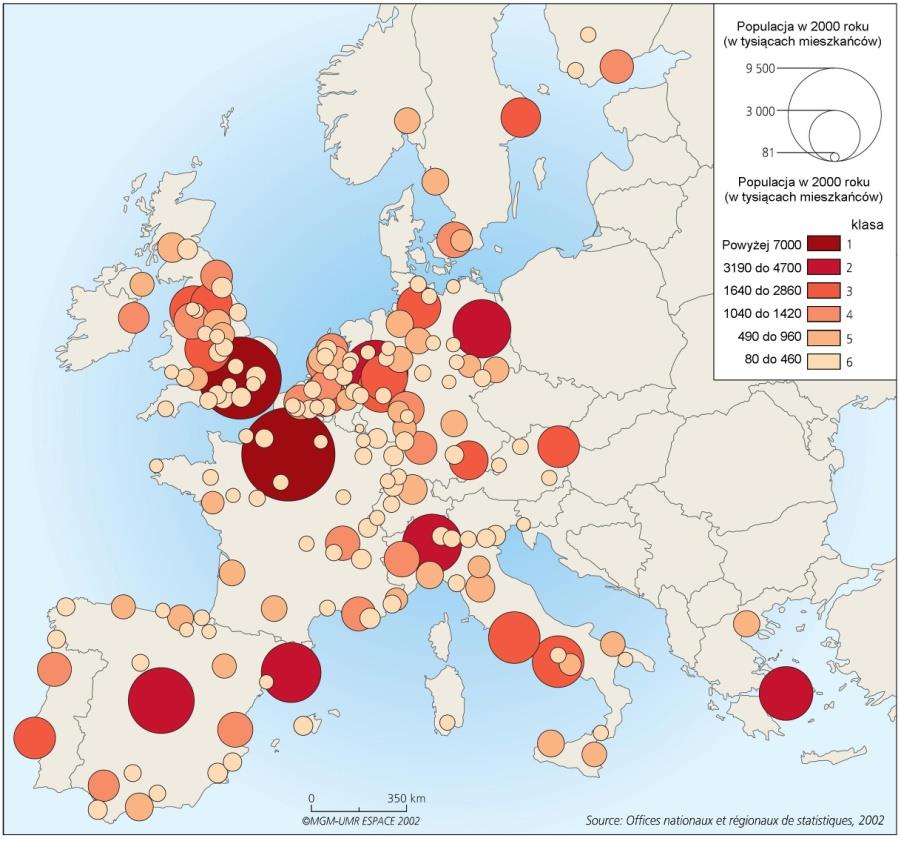 A. Francuskie obszary metropolitalne w skali europejskiej: > Klasa 1 ( > 7 mln): Paryż i Londyn ( ) Klasa 2 i 3 brak francuskich miast Lyon (17), Marsylia (23) i Tuluza (28) > Analiza promieniowania