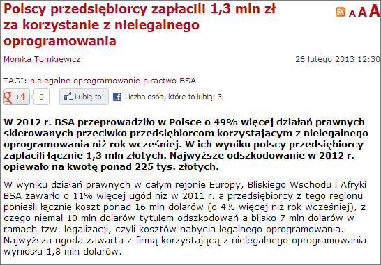 Rosnąca liczba audytów producentów oprogramowania 65% organizacji było audytowanych przynajmniej przez jednego producenta w ciągu ostatnich 12 miesięcy 1 Wskaźnik