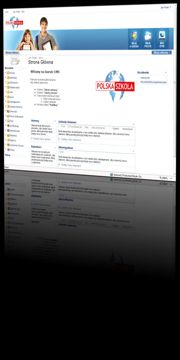 Platforma e-learning W ramach platformy Polska Szkoła została udostępniona zintegrowana platforma do organizacji, zarządzania i prowadzenie szkoleo