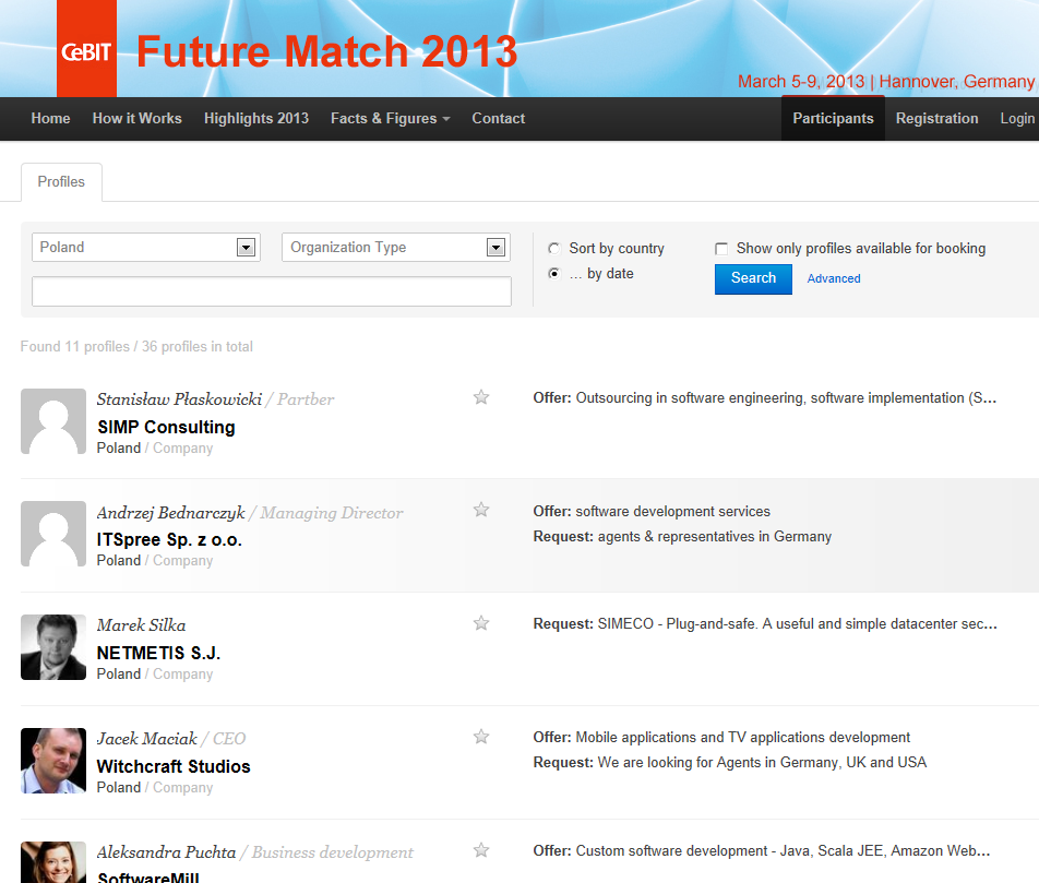 Future Match 2013 w kilku krokach Rejestracji należy dokonać na stronie: http://www.b2match.