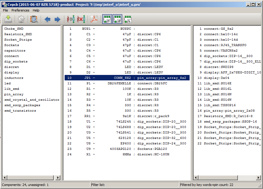 CvPcb 25 / 26 8 Przypisywanie automatyczne 8.1 Pliki przypisań Equivalence files allow for automatic assignment of footprints to components.