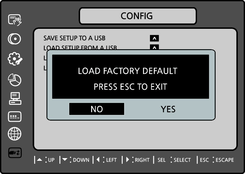 LOAD FACTORY DEFAULT Wprowadzanie ustawień