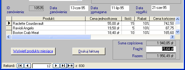 Rodzaje formantów pole kombi pole tekstowe