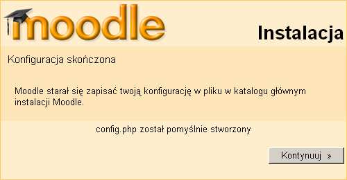 W oknie potwierdzenia utworzenia pliku config.php kliknąć przycisk Kontynuuj (rysunek 22). Rysunek 22.