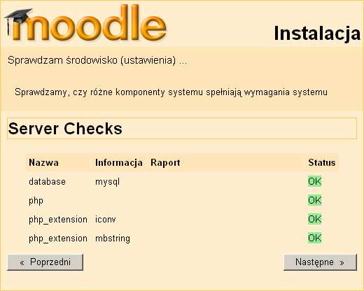 wszystkie komponenty spełniają wymagania systemu prawidłowość potwierdza napis OK.