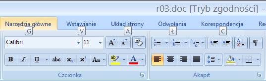 Odmianą akceleratorów są skróty klawiszowe dostępne w programach Microsoft Word od wersji 2007, które również uaktywniają się w wyniku naciśnięcia klawisza Alt.