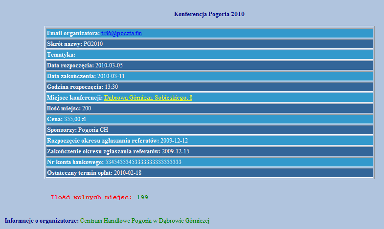 <a href="organizowane_konf.php?co=szczegoly&wynik='.$wynik[0].'">, gdzie zmienna $wynik[0] jest identyfikatorem konferencji. 4.5.