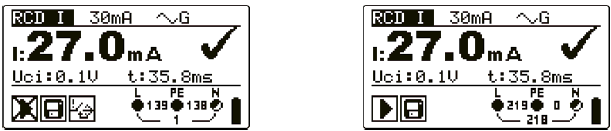 Procedura pomiarowa prądu wyłączenia Wybierz funkcję RCD używając przycisku funkction selektor. Wybierz podfunkcję RCD I. Wybierz parametry testowe (jeśli to konieczne).