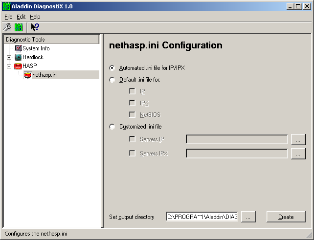 - Klikamy na HASP / nethasp.ini - Zaznaczamy opcję Automated.ini file for IP/IPX.