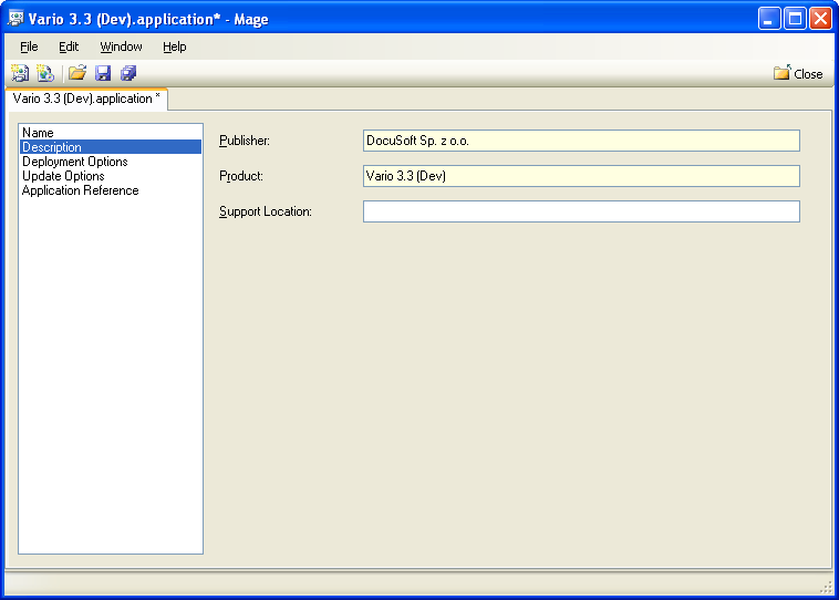 52 4. Deployment Option Podajemy adres udziału sieciowego w postaci //nazwa_serwera/katalog_główny/nazwa_produktu.application (np. //polaris/vario 3.