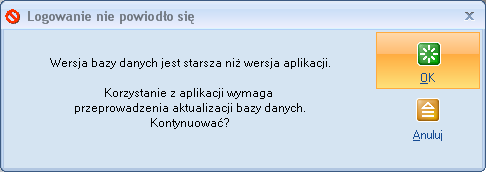 65 Wybranie opcji Tak rozpoczyna proces aktualizacji bazy.