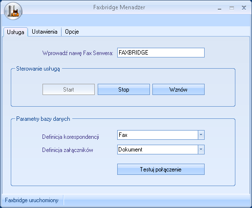 86 15.3 Konfiguracja Instalacja serwisu Modułu Faxbridge instaluje również program Faxbridge Menadżera.