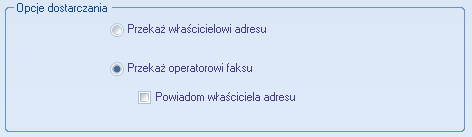 87 FaxBridge ma też możliwość określenia pracy w zależności od lokalizacji (zakładka Opcje): o o W lokalizacji operatora (nazwa_lokalizacji) We wszystkich lokalizacjach Dodatkowo ustawiany jest