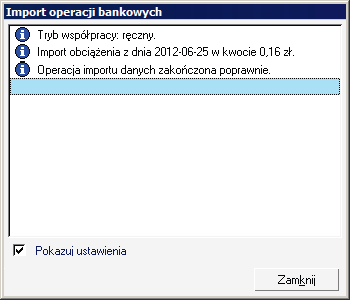 Współpraca z innymi programami 6 19 Rys. 6-20 Okno Wybór elementów: Operacje bankowe. Wybranie przycisku Użyj rozpoczyna proces importu.