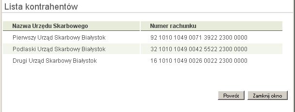 Jeżeli odpowiedni Urząd Skarbowy zostanie znaleziony, kliknij na jego nazwę, aby jego dane zostały skopiowane do formularza przelewu. Wprowadź wszystkie dane w obszarze Szczegóły operacji.