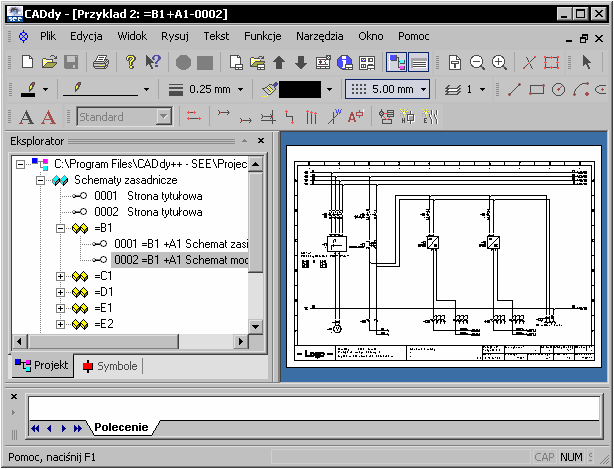 Zarządzanie propektami - Zarządzanie symbolami Standardowo po lewep stronie okna istniepe drzewo SEE Electrical.