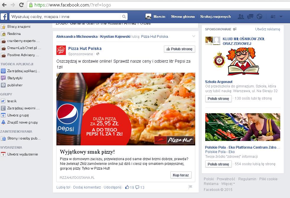 Facebook reklamy Reklama -