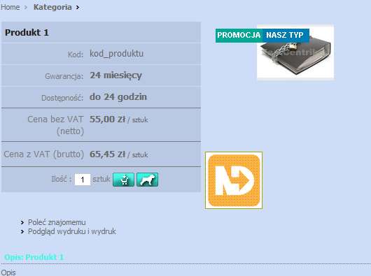 FrotEnd szczegół towaru Do koszyka możemy włożyć dowolną