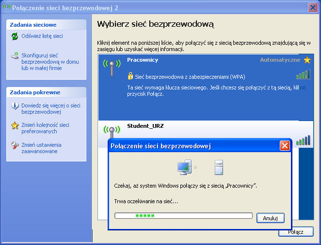 LOGOWANIE DO SIECI BEZPRZEWODOWEJ UNIWERSYTETU RZESZOWSKIEGO I. W systemie Windows XP 1.