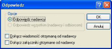 The GroupWise Powerguide Uwaga: GroupWise 8.0 udostępnia usprawnienia, które rozwiązują ten problem: " Opcja Dołącz wiadomość otrzymaną od nadawcy umożliwia dołączenie tekstu oryginalnej wiadomości.