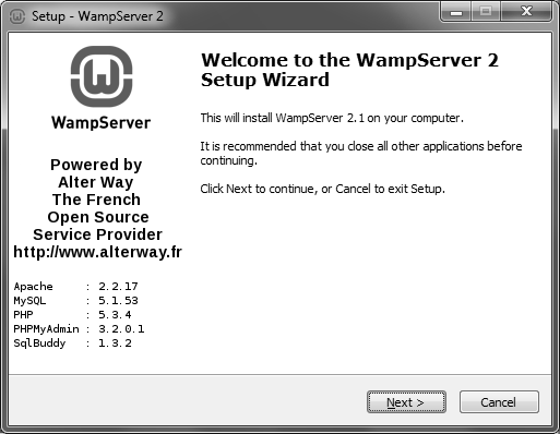 Rozdział 2.1 Serwer WAMP Gdy posiadamy już plik instalacyjny serwera WAMP, uruchamiamy go.