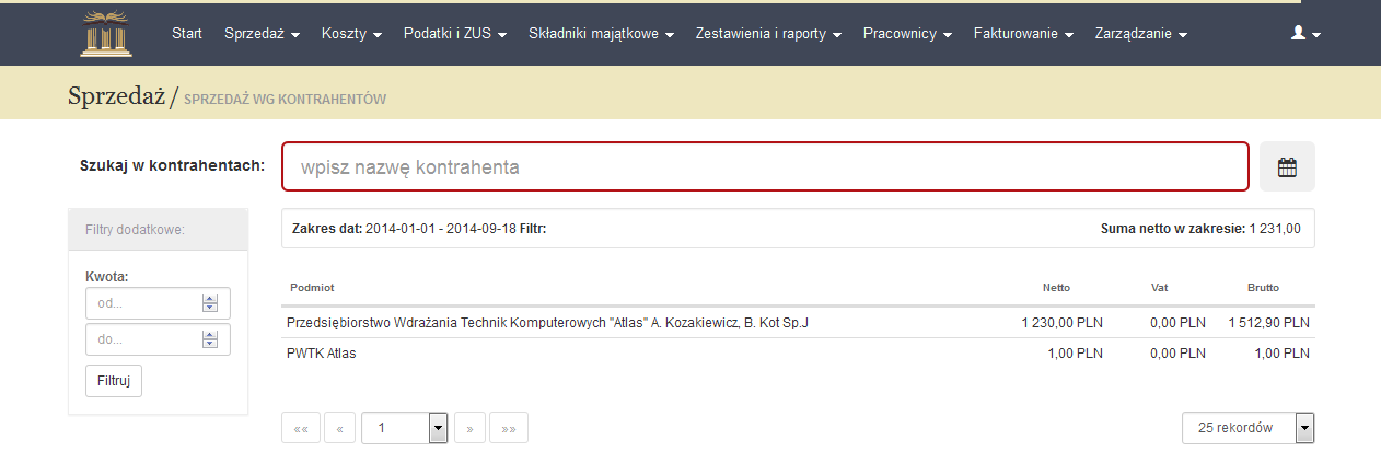 2.4 Moduł raportowania Jedną z najbardziej rozbudowanych funkcjonalności systemu jest moduł raportowania, za pomocą którego Kancelaria udostępnia użytkownikom platformy rozmaite zestawienia i raporty.