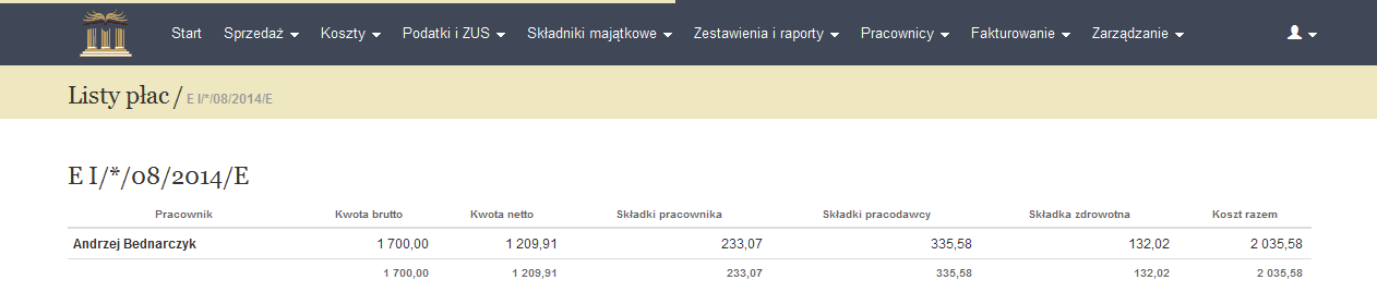 Uprawnieni użytkownicy mają możliwość wglądu w listę płac i zestawienie zarobków danego pracownika. Rysunek 27. Platforma ebuchalter24.