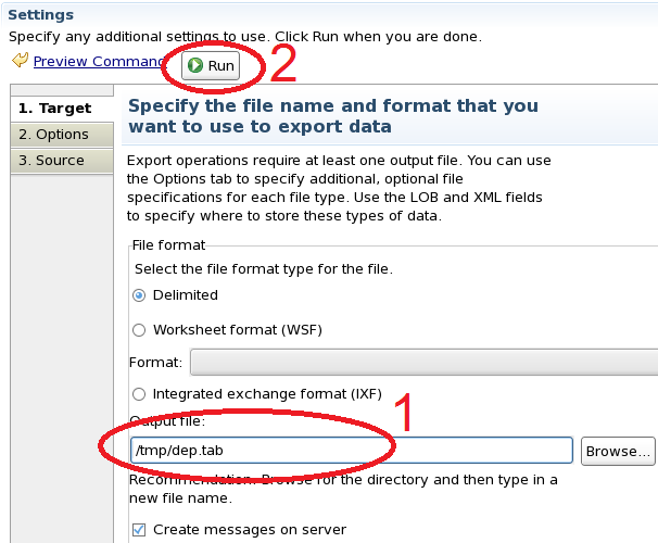 2 W otwartym oknie w polu Output File podaj ścieżkę pliku do którego chcesz wyeksportować dane z tabeli (plik nie musi istnieć). Możesz również zmienić format pliku.