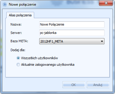 b. Wpisad dowolną nazwę i ustawid bazę z koocówką META znajdującą się na serwerze. Rysunek 3.